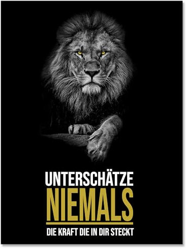 wandmotiv24 Leinwandbild Löwen, Hochformat, Unterschätze Niemals die Kraft M0189
