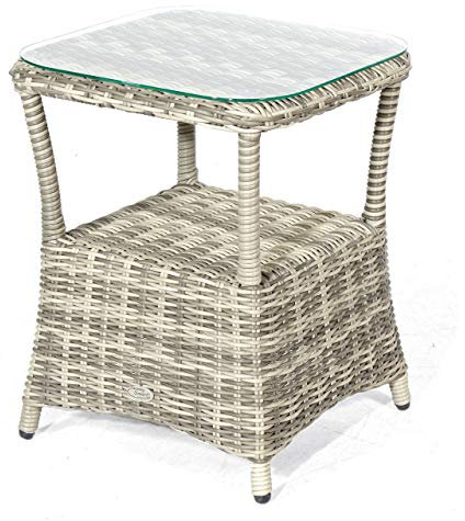Sonnenpartner SunnySmart Beistelltisch Allianz 50x50 cm Aluminium mit Kunststoffgeflecht Vintage-Taupe Tisch