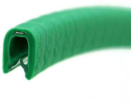 KS1-2SIG Kantenschutzprofil von SMI-Kantenschutzprofi - PVC Gummi Klemmprofil - Klemmbereich 1-2 mm - Stahleinlage - Kantenschutz - Signal-Grün - einfache Montage, selbstklemmend ohne Kleber (3 m)