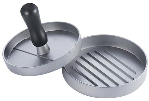 Intirilife Hamburger Presse in Grau mit 12 cm Durchmesser - Burger Presse Patty Maker BBQ Presse zum Grillen Campen für Zuhause und Caterer