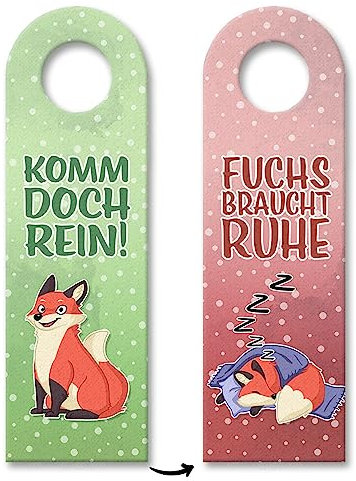 Komm doch rein oder Fuchs braucht Ruhe Türhänger mit süßem Fuchs als praktisches Wendeschild für Kinder oder Tierfreunde Geschenkidee niedlich lustig für die Türklinke