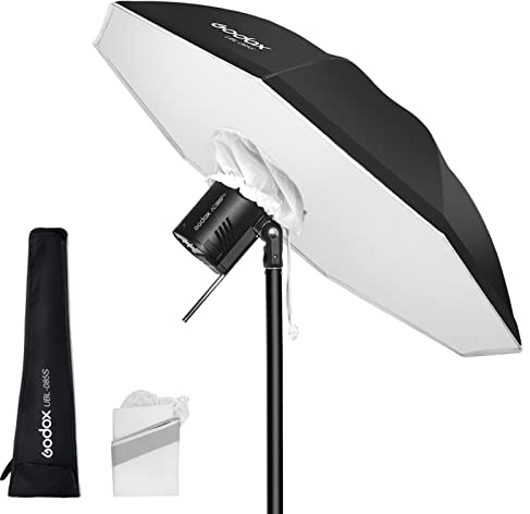 Godox UBL-85S 85cm 33.4” Silver Reflective Umbrella Photography Studio Soft Light Umbrella with Large Diffuser Cover for Video Shooting