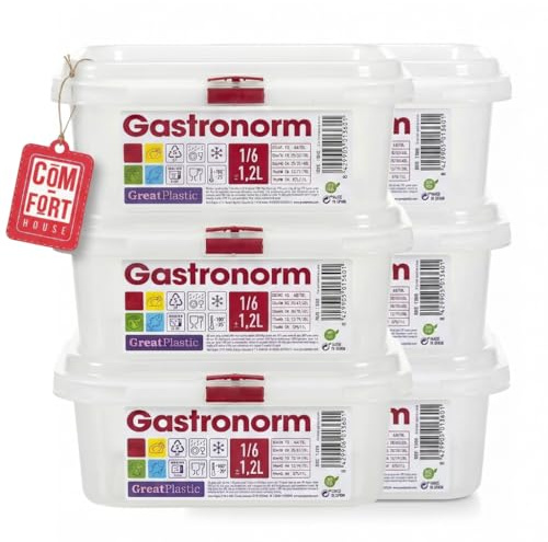 COM-FORT HOUSE Tupper Cuadrado 1,2 L con Tapa Pack 6 | Cierre hermético, Apto microondas, Apto lavavajillas, Apto congelador