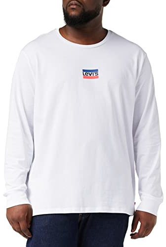 Levi's Men's Long-Sleeve Standard Graphic Tee T-Shirt, Mini Sportswear Ls Srt White+, S