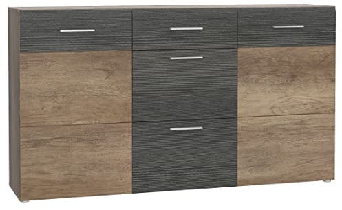 Newroom Highboard Eiche Antik Kommode Modern - 179,6x100,9x41 cm (BxHxT) - Sideboard Regal Anrichte - [Aktin.Two] Wohnzimmer Wohnstube Büro Arbeitszimmer