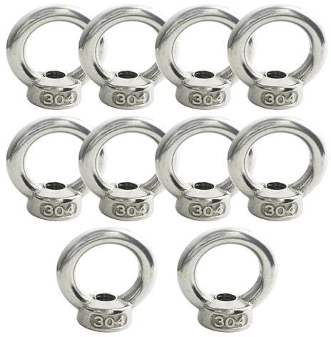 Floyutin M6 (1/4) EyeNut Stainless Lifting Eye Nuts Thread Ring Shoulder for Mounting Anchor Point,10 Packs