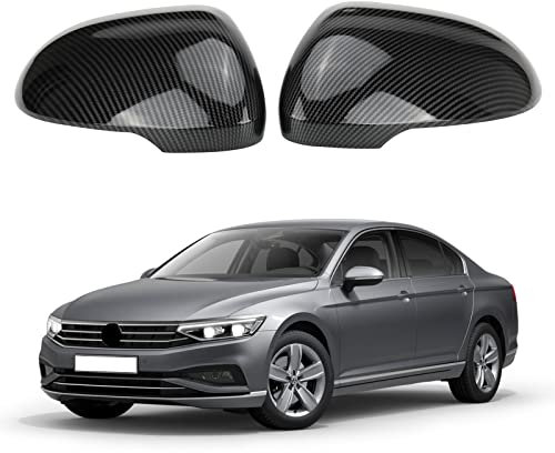 Auto Spiegelkappen, 1 Paar Auto Tür Außenspiegelkappe Rückspiegelkappe Seitenspiegel Abdeckungen Kompatibel für V-W Passat B8 2016-2019 (Kohlefaser)