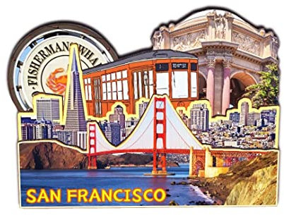 Orlybar San Francisco USA Kühlschrankmagnet, 3D, klassische Holz-Kühlschrankmagnete, Wahrzeichen, handgefertigt, Handwerk, Reisen, Souvenir, Geschenk, Sammlung, Dekoration -681