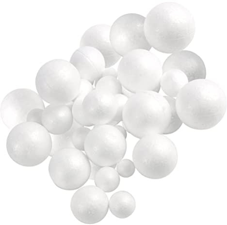 DOITOOL 30 Weiße Schaumstoffkugeln zum Basteln Styropor Styroporkugeln Basteln für Kinder Haushalt Schule Projekte Weihnachtsfeierdekorationen – Weiß