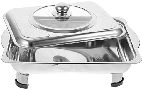 Cabilock 1pc Stainless Steel Buffet Dish Lid Rectangular Food Serving Holder for Canteens and Parties Polished Easy to Clean Food Plate for Diverse Storage Needs
