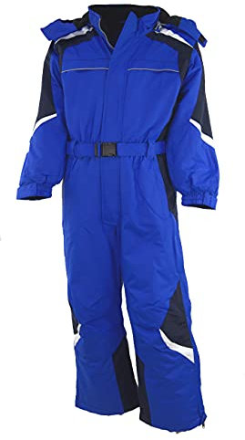 Generisch Kinder Schneeanzug, Schneeoverall für Jungen, Gefütterter, Wasserabweisender und Windfester Skianzug, Skioverall Größe 116-140, M13 (128, blau)