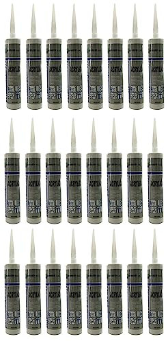 AERREGI Silicone Acrilico bianco, Set da 1, 12 o 24 Pezzi con cartuccia da 310 ml per applicazioni su muri, Adesivo muro elastico e verniciabile (24)