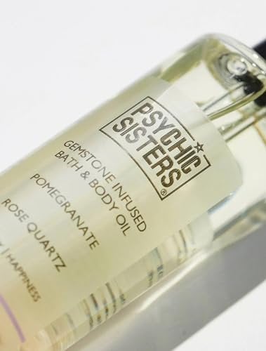 Psychic Sisters Bath & Body Oil With Infused Gemstone (Rose Quartz - Pomegranate)