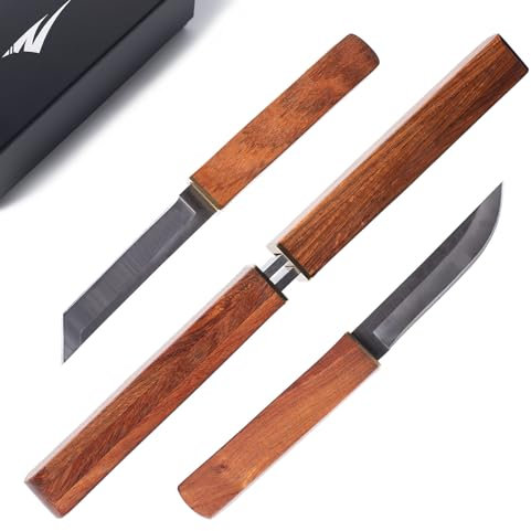 Zetterrank 2-in-1 Doppio Coltello,Coltello da Caccia con Manico in Legno,Coltello Giapponese.