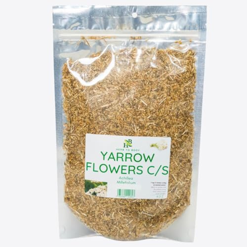 Herb To Body Dried Yarrow Flowers C/S - 4oz, Cut & Sifted Achillea Millefolium, Dried Yarrow Herb for Herbal Tea, Tinctures and Traditional Wellness Infusions
