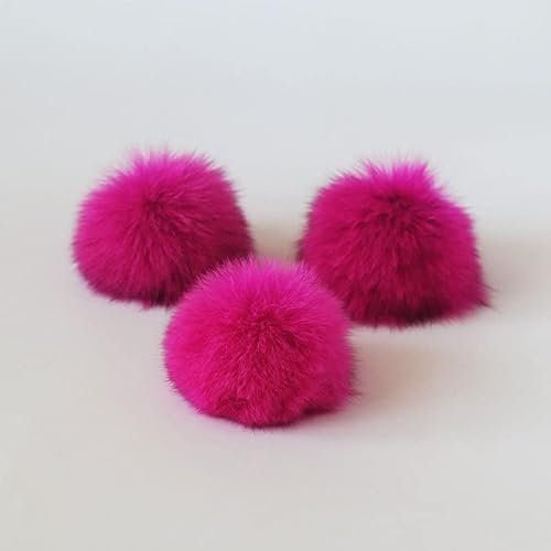 SYSUII 10 Stück 8CM Kunstfell Pompon,Kunstfell Bommel Fellbommel für Mützen Tasche Beanies Taschenanhänger Schlüsselanhänger Fellbommel DIY Fell Pom Poms für Schuhe Schals Anhängern Dekoration -Rose