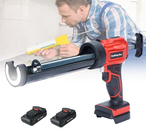 MTTXY Cordless Caulking Gun, 4 Adjustable Speed Caulking Tool Gun with LED,Drip-Free Electric Caulking Gun For Repairing Bathrooms,Kitchen And Floor Tiles