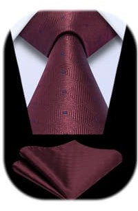 Enlision Corbatas Borgoña Hombre y Pañuelo Corbata Cuadros Modernas Conjunto Corbatas Boda Originales