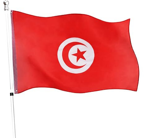 Grand drapeau tunisien 152 x 91 cm – Parfait pour les événements tunisiens ou les occasions – Lot de 1