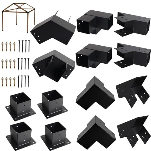 30° Slanted Pergola Kit for 4 x 4 Wood Pergolas, DIY Roof Pergola Brackets, for Gazebo, Pergolas, Gardens, Wood Stand Sheds, Metal Gazebo Kits - with Screws