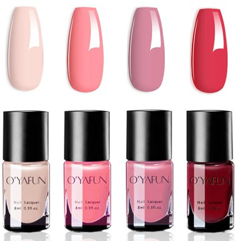 Nail Polish Sets - 4Pcs Nude Pink Nail Varnish - Peel Off Nail Polish Sets - Water-Based Quick Drying Nail Polish Set All Seasons Art Salon Gifts Manicure