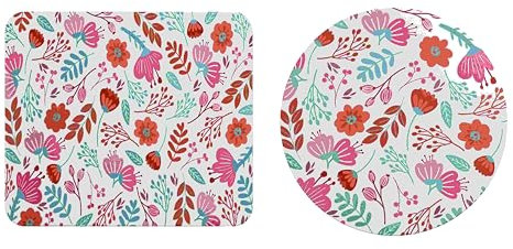 EHOMERY Tapis de Souris Gamer XXL One Piece Tapis Souris 3D Anime Fleur Tapis de Souris et Clavier XXL Grand Tapis de Bureau Gaming - 2 Pack [20x24 cm and Dia 20 cm]