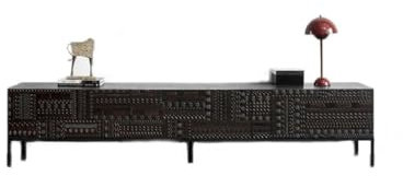 CUISGOR Mueble Para Télévision Meuble TV en Teck de Style Industriel rétro Nordique, Meuble TV sculpté en Bois Massif Simple Estante Para TV