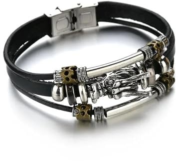Armband Armreif Schmuck Herren Frauen Bracelets Bracelet Jewellery Retro Multi Layer Perlen Tap Armband Mann Armband Rock Punk Zubehör Party Schwarz