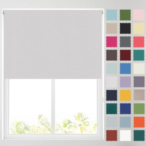 Barnes Blinds - Blackout Roller Blinds for Windows, Custom Cut to Size - Black Out Thermal Fabric Durable Fittings Easy Fit - Roller Blind (Light Grey 153cm)