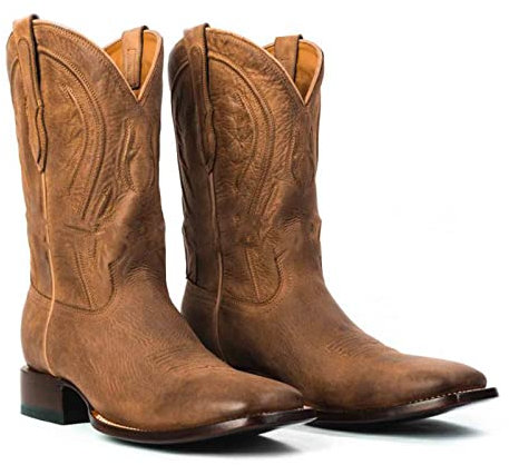 LMUIPMAA Botas Vaqueras De Hombre Punta Cuadrada Bordada Botas De Caballero Botas De Trabajo Vaqueras,Marrón,43 EU