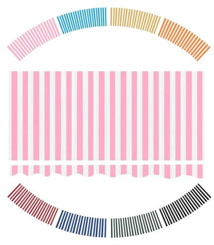 QTWLG Wasserdichter Markisenstoff Streifen Markisentuch Ersatz, 6m Große Ersatzstoffe Für Klemmmarkise, Manuell Einziehbares Markisentuch Für Fenster Türen(Pink,8x6.5ft/2.5x2m)