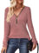 Gemulate Zip Front Tops for Women Ladies Long Sleeve v Neck Tops Women Bright Jumpers for Women UK Cream Cable Knit Jumper Women Chunky Sweater Women Orange XL