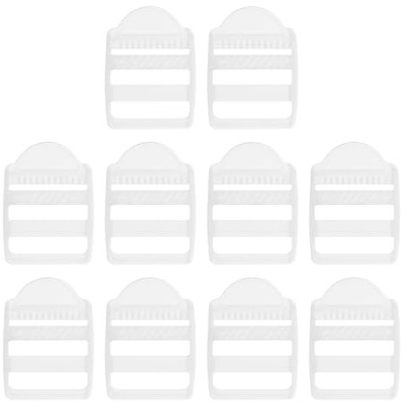 SUIKIHUM 10 Pack Plastic Ladder Slider, 3/4 (20mm) Backpack Buckle Tri-Glides Clip, Adjustable Lock Buckle for Strap, Transparent