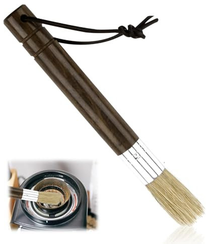 Cepillos para Cafeteras - Cepillo de Limpieza para Molinillo de Café o Portafiltro, Accesorios de Barista con Mango de Madera de Ébano y Cordón, para Amantes del Café