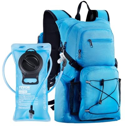 VEVOR Trinkrucksack 25 L isolierter Rucksäcke mit 2 L TPU-Wasserblase Laufrucksack Wanderrucksäcke für Radfahren Laufen Ausflug Klettern Blau, Hydro-Wasser-Tagesrucksack für Männer und Frauen