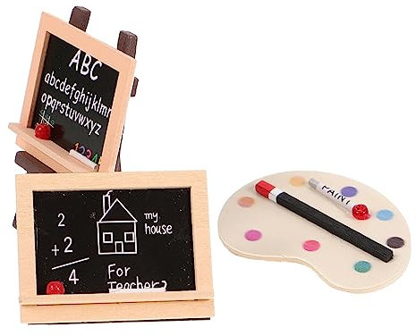 NUOBESTY 1 Set Puppenhaus Kleine Tafel Puppenzubehör Puppentafel Miniaturspielzeug Laptop Zeug Verschleißfestes Tafelmodell Mini Puppenzubehör Mini Staffelei Spielzeugartikel Aus Holz