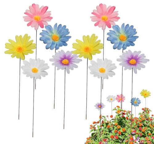 Generisch Bunte Blumenstecker - Dekorative Gartenpfähle | Metall Gänseblümchen Gartenstecker | Metall Blumen Garten Blumenpfähle Dekoration | Rasen Hof Outdoor Dekoration Für Garten Rasen Hof Outdoor