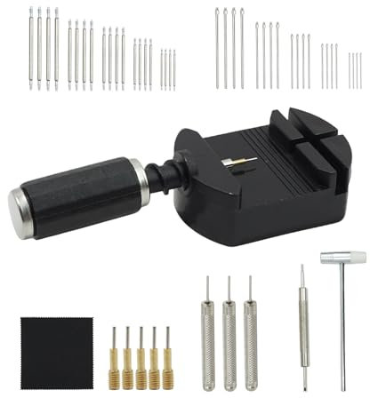 FunWorth Outil Bracelet Montre, 52 pièces Outils Horloger pour la Réparation de Bracelet, Barrettes à Ressort, Goupilles, Marteau Inclus Entretien de la Montre pour Réparations de Bricolage