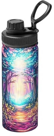 Botellas de agua de árbol natural reactivas a los rayos UV para mujeres y hombres, botella de agua térmica de acero inoxidable con aislamiento térmico a prueba de fugas para gimnasio y trabajo al aire