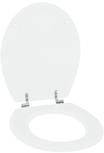 Ykm Soft-Close Wooden Toilet Seat – White Finish, Universal Fit with Sturdy Hinges