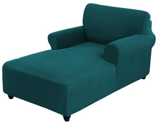 DRXRD Chaise Lounge Cover Stretch Sofa Chaise Cover - Doppelarm, Stretch Stuhl Slip Deck Dark Green