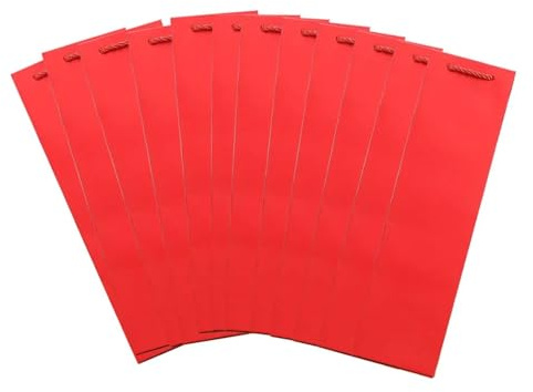 YGLONG Flaschentüten 12 Stück Wein-Geschenktüten for einzelne Flaschen, robuste Wein-Tragetaschen aus Papier mit Griffen for die Weihnachtsfeier(Red)