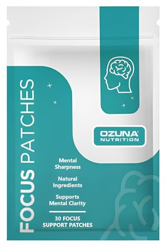 Focus Patches | Concentration & Clarity | with B Vitamins, L-Carnitine, Lions Mane, Magnesium, Ginseng, L-Theanine | 8 Hour Support | Vegan & Waterproof | 30 Patches