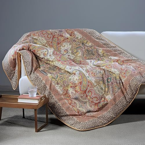 Caleffi Belmond Oriental Coral Gepolsterter Sofabezug mit Plaid, 130 x 170