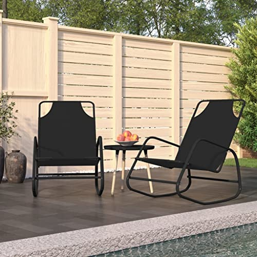 HaoChrymec Schaukelliegen 2 STK. mit Pulverbeschichtetem Stahlrahmen, Atmungsaktivem Textilene-Gewebe, Komfortabel, Ideal für Garten und Camping, Schwarz, 89 x 58 x 93.5 cm