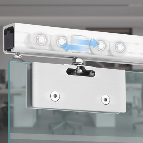 Binario per Porta Scorrevole Kit Ferramenta per Porta Doccia Scorrevole in Vetro Senza Telaio, Binario Superiore(Silver,213cm(84in))