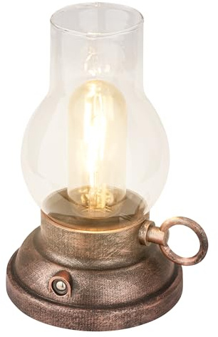 BRILONER - Rechargeable LED Table Lamp IP44 with Touch, Dimmable, Replaceable Battery, LED Light, Battery Table Lamp, Bedside Lamp, Camp Light, Oil Lamp, Outdoor, 10.5 X 17.5 cm, Bronze-Crafted