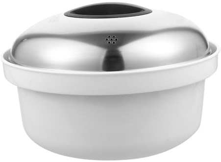 Mehrzweck Dampfgarer Satz für Mikrowelle aus Edelstahl, Silber | Schnelles Kochen, Mikrowellengeeignet, Leicht zu Reinigen, für Brötchen und Reis, Kunststoff Edelstahl