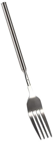 Forchetta telescopica, forchetta allungabile con manico lungo, posate a forchetta lunga retrattile in acciaio inossidabile per cena, frutta, dessert, torrefazione, barbecue
