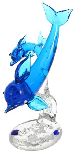 Delfinfigur aus Glas, Handgeblasene Skulptur Blau, Weihnachten Party | Kristalglas Kleine Delfinfigur, Delphin Figuren, Dekorative Akzente, Geeignet für Tisch, Kamin Zufälliger Stil